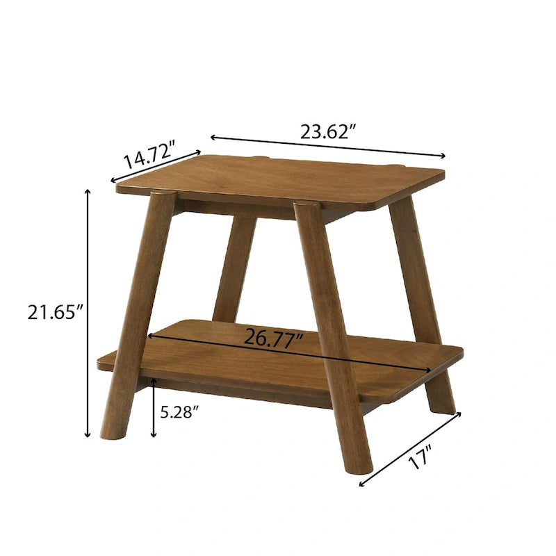 Walnut 3-Piece Mid-Century Modern Coffee & End Table Set with Storage Shelf
