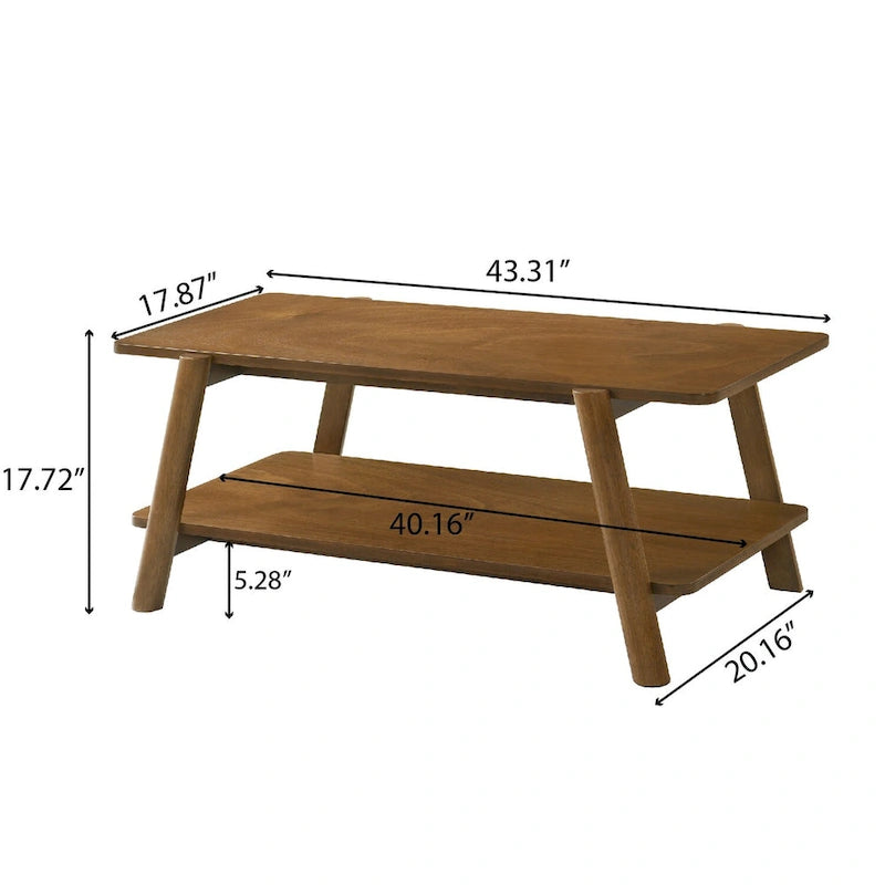 Walnut 3-Piece Mid-Century Modern Coffee & End Table Set with Storage Shelf