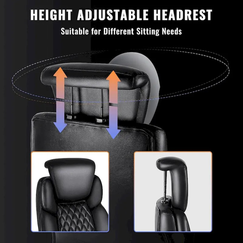 Brown/Black Leather Office Chair with Lift Headrest & Footrest, Single, 500lb Capacity