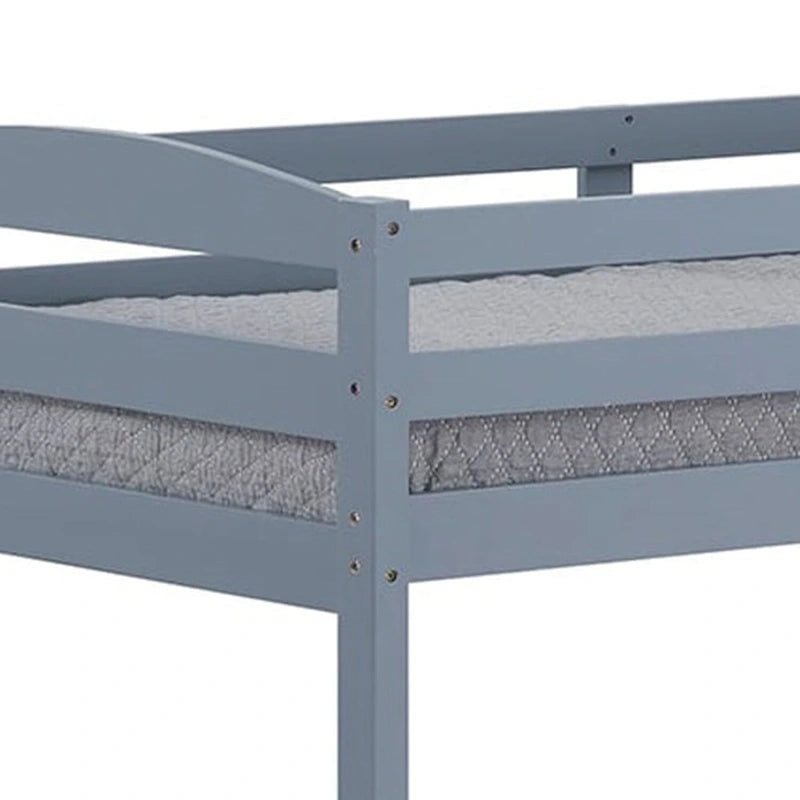 Gray Solid Wood Twin Over Twin Bunk Bed with Ladder, Sleeps 2