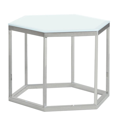 Black / White Hexagon Glass Top Accent Table for 1