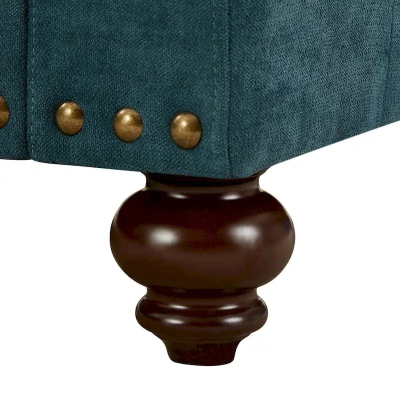 Lake Green Chenille Accent Chair, Nailhead Trim, Single Seat