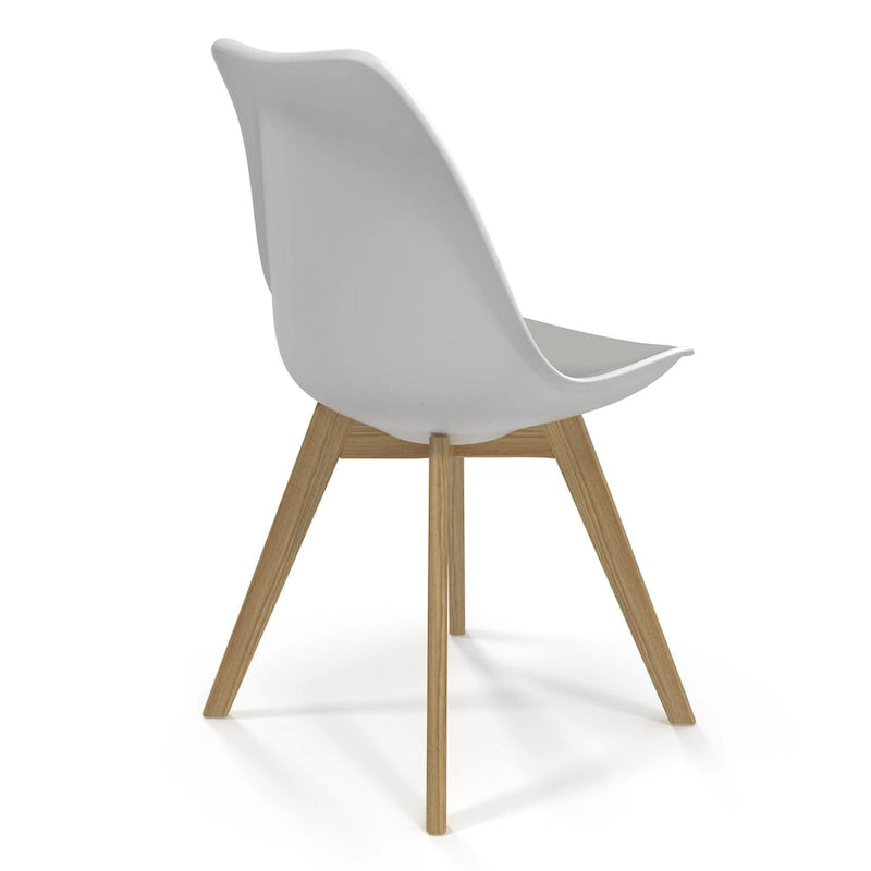 White / Grey Seat Molded Plastic Dining Side Chair with Vegan Leather Pad, Set of 2