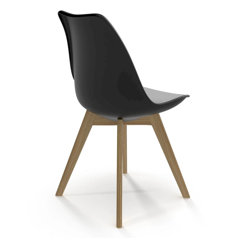 White / Grey Seat Molded Plastic Dining Side Chair with Vegan Leather Pad, Set of 2