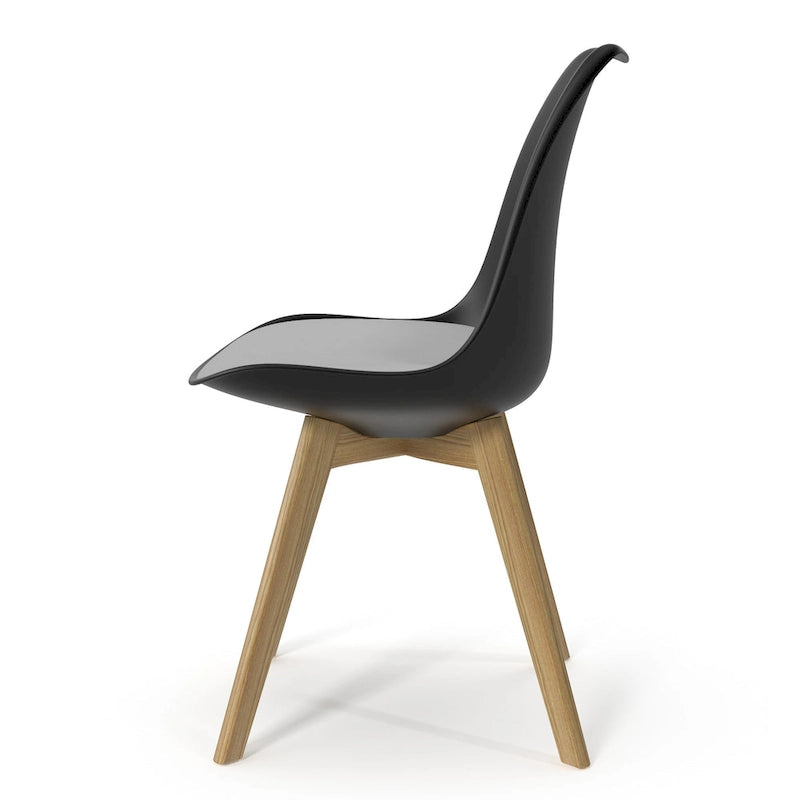 White / Grey Seat Molded Plastic Dining Side Chair with Vegan Leather Pad, Set of 2