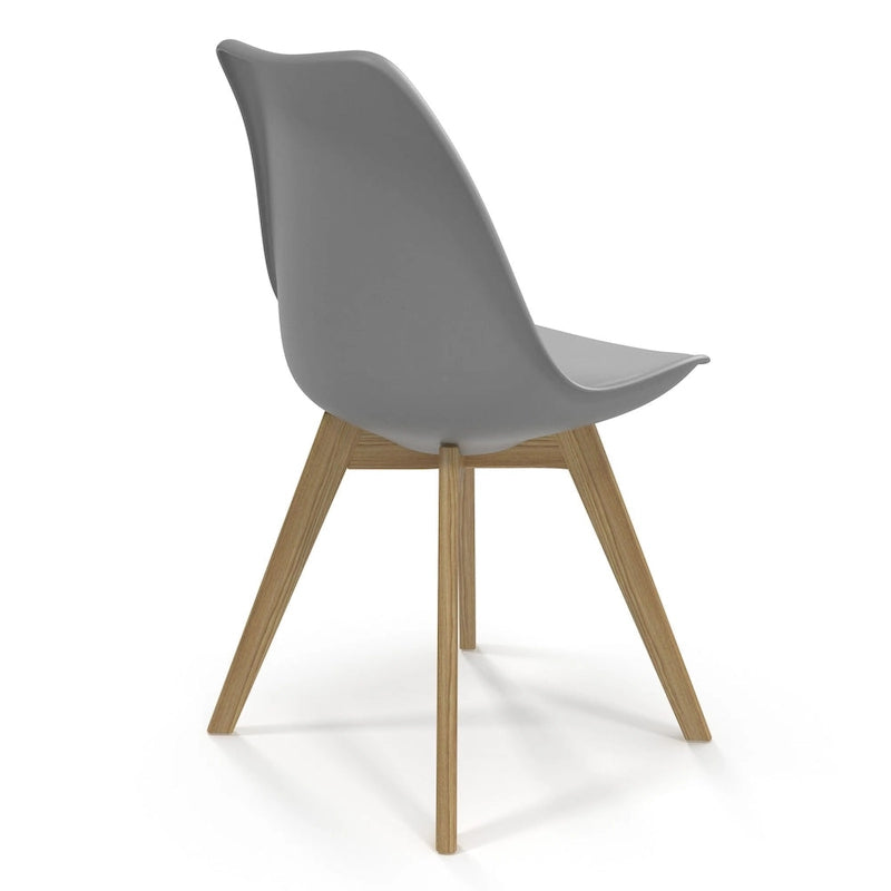 White / Grey Seat Molded Plastic Dining Side Chair with Vegan Leather Pad, Set of 2