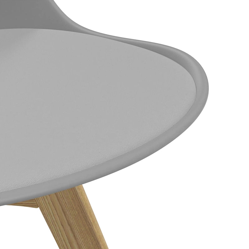 White / Grey Seat Molded Plastic Dining Side Chair with Vegan Leather Pad, Set of 2