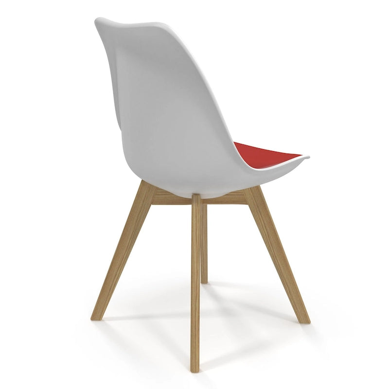 White / Grey Seat Molded Plastic Dining Side Chair with Vegan Leather Pad, Set of 2
