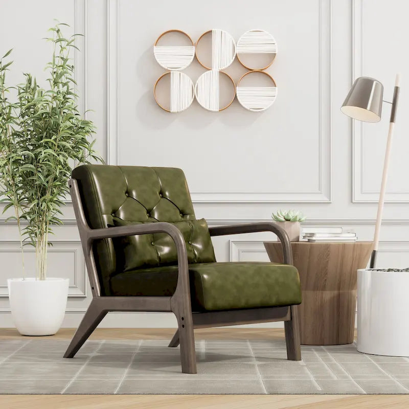 Lounge Accent Chair with Arms | Grey / Black / Brown / Green / White | PU or Velvet | Single