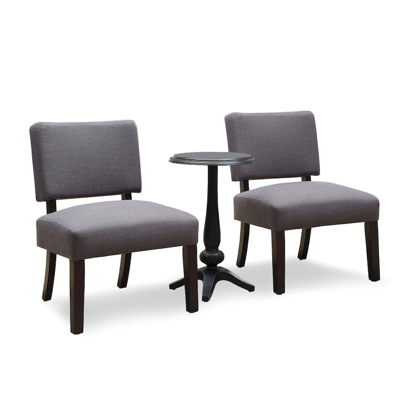 Grey Transitional 3-Piece Chair & Side Table Set (Seats 2)