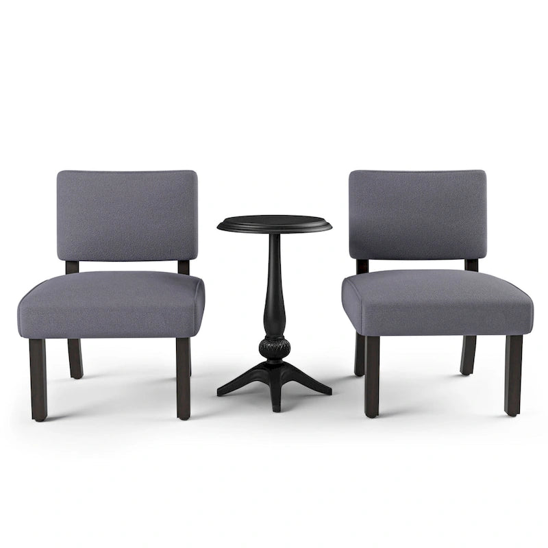 Grey Transitional 3-Piece Chair & Side Table Set (Seats 2)