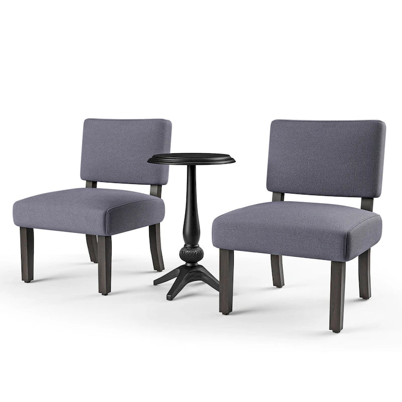 Grey Transitional 3-Piece Chair & Side Table Set (Seats 2)