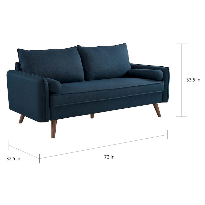 White/Azure/Beige/Teal/Gray Fabric Sofa, 2-Seater