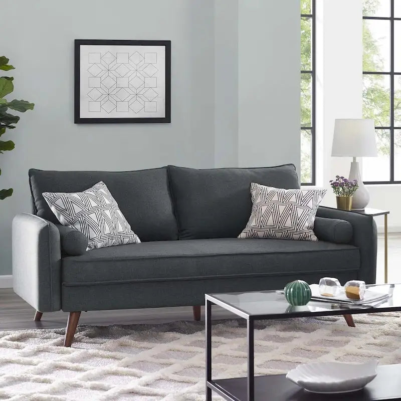 White/Azure/Beige/Teal/Gray Fabric Sofa, 2-Seater