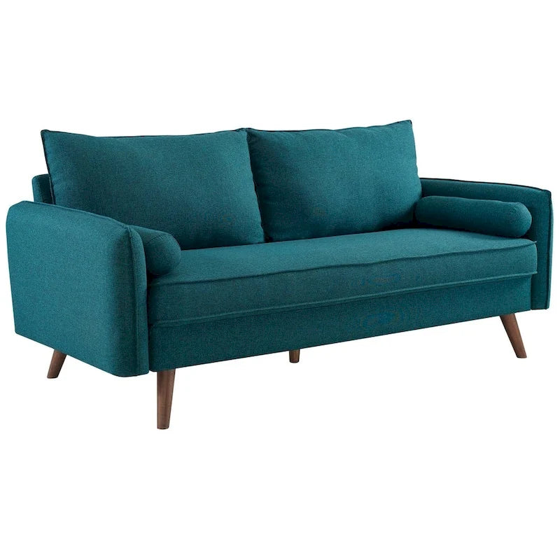 White/Azure/Beige/Teal/Gray Fabric Sofa, 2-Seater