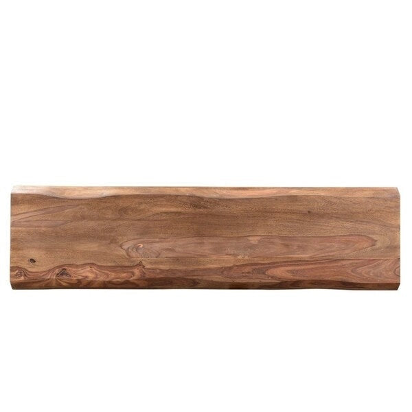 Brown Live Edge Bench – Sheesham Wood & Iron Legs, 1–2 Person
