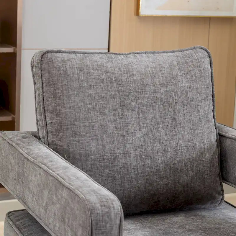 Swivel Open-Back Barrel Accent Chair with Pillow, Single Seat – Navy / Beige / Green / Grey / Mustard / Black