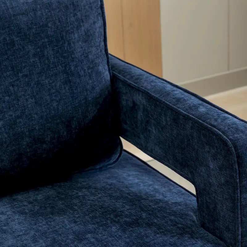 Swivel Open-Back Barrel Accent Chair with Pillow, Single Seat – Navy / Beige / Green / Grey / Mustard / Black