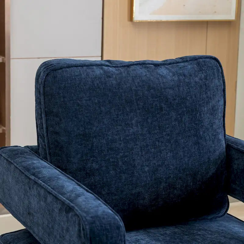Swivel Open-Back Barrel Accent Chair with Pillow, Single Seat – Navy / Beige / Green / Grey / Mustard / Black