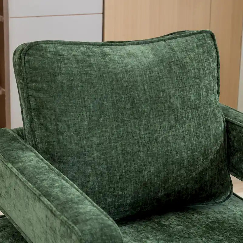 Swivel Open-Back Barrel Accent Chair with Pillow, Single Seat – Navy / Beige / Green / Grey / Mustard / Black