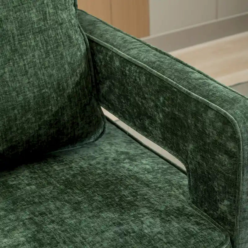 Swivel Open-Back Barrel Accent Chair with Pillow, Single Seat – Navy / Beige / Green / Grey / Mustard / Black