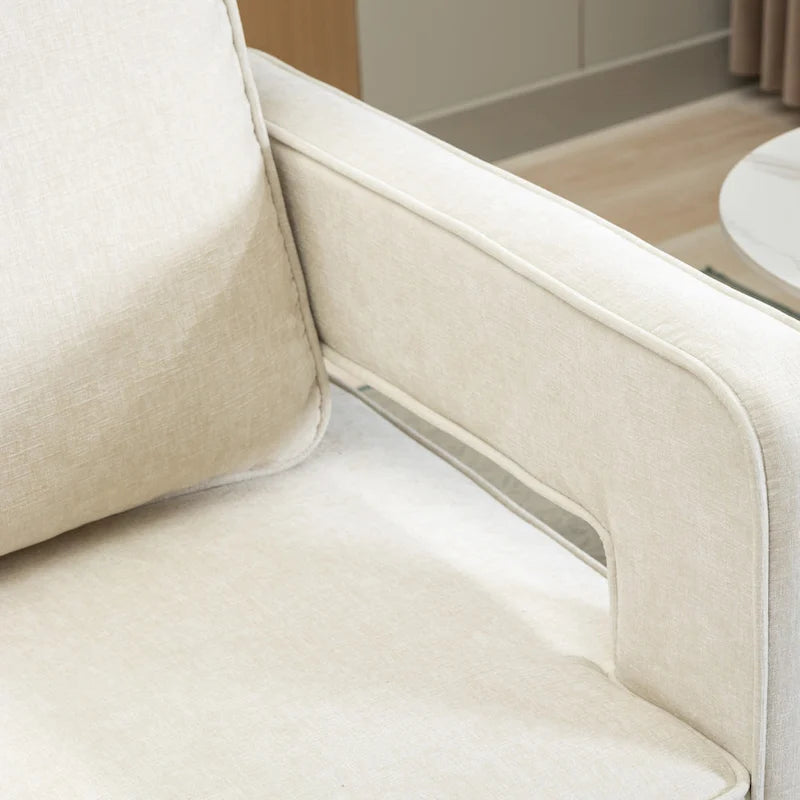Swivel Open-Back Barrel Accent Chair with Pillow, Single Seat – Navy / Beige / Green / Grey / Mustard / Black