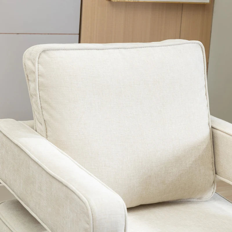 Swivel Open-Back Barrel Accent Chair with Pillow, Single Seat – Navy / Beige / Green / Grey / Mustard / Black