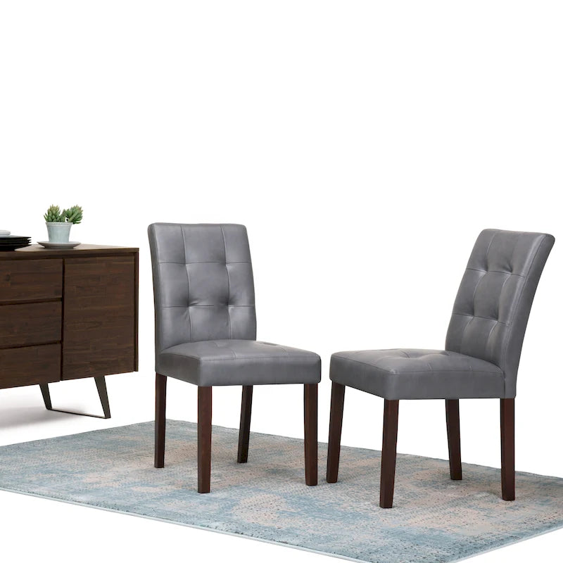 Tufted Faux Leather Parson Dining Chair, Set of 2 – Multiple Colors