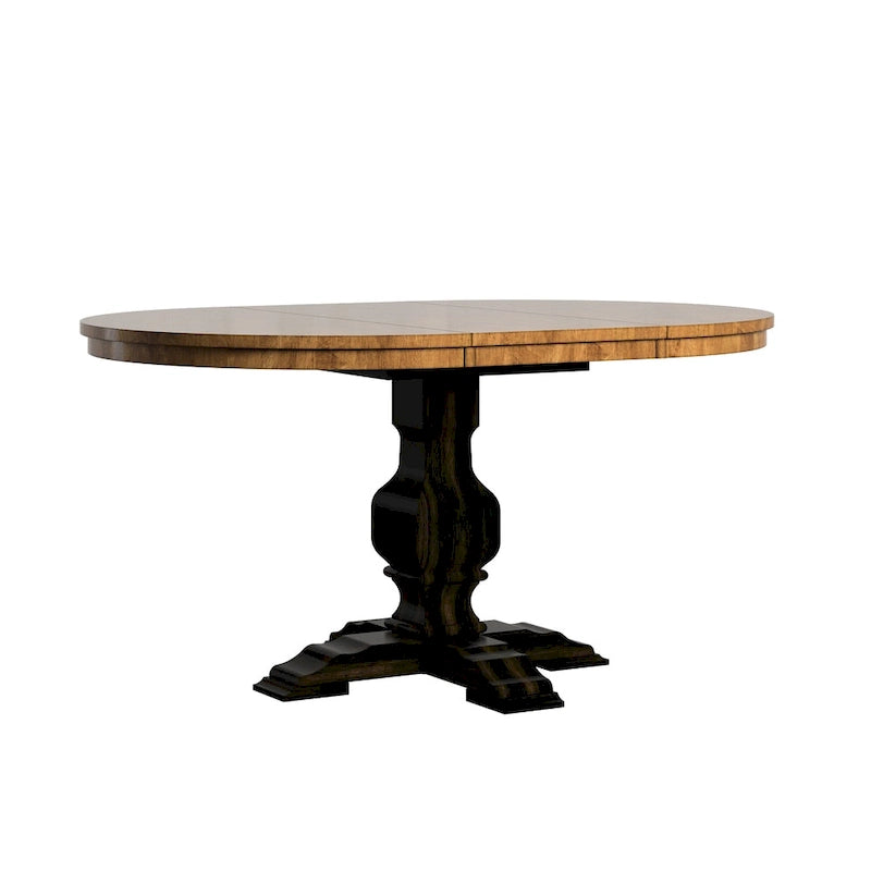 Oak / Antique Multi-Color Slat Back Extendable Oval Dining Set, 5-Piece, Seats 4