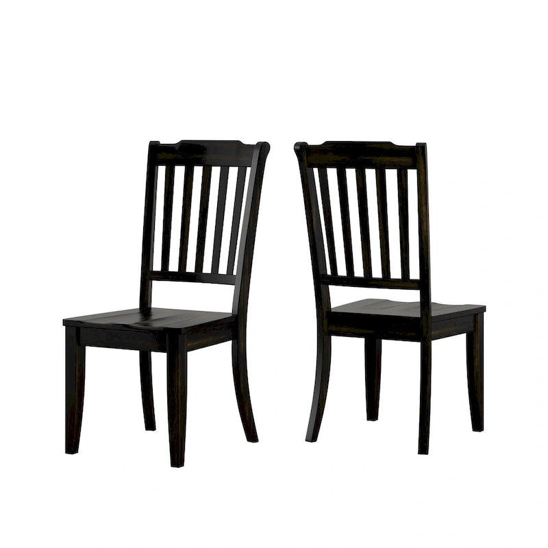 Eleanor Black Extending Oval Wood Table Slat Back 5-piece Dining Set by