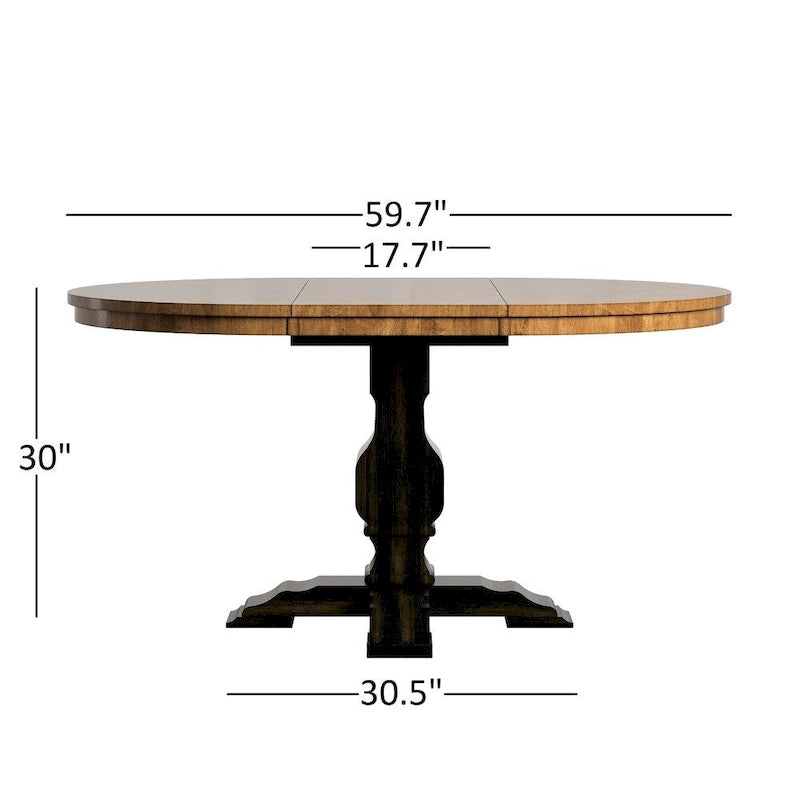 Oak / Antique Multi-Color Slat Back Extendable Oval Dining Set, 5-Piece, Seats 4