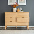 Walnut / Natural 6-Drawer Dresser, Mid-Century Style