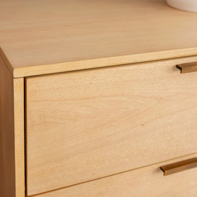 Walnut / Natural 6-Drawer Dresser, Mid-Century Style