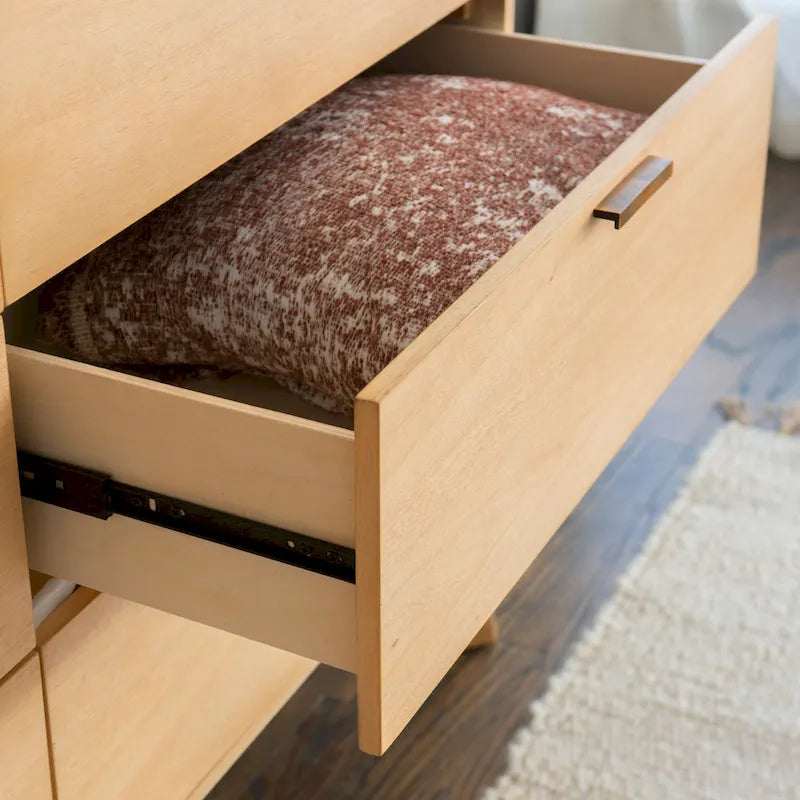 Walnut / Natural 6-Drawer Dresser, Mid-Century Style