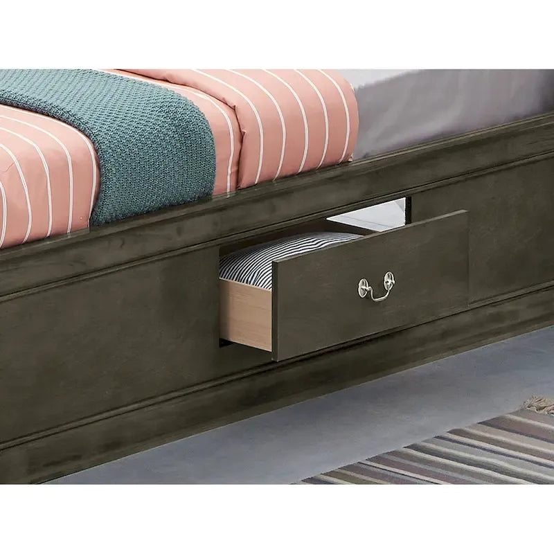 Twin Storage Platform Bed with 6 Drawers (Black / Cherry / Cappuccino / Grey / White) – Sleeps 1