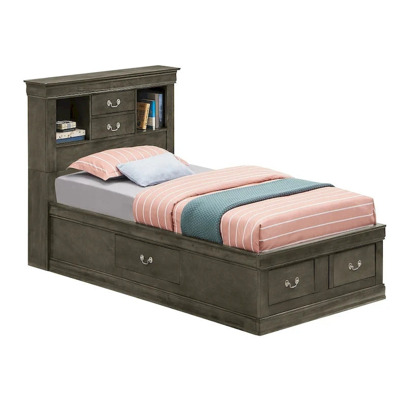 Twin Storage Platform Bed with 6 Drawers (Black / Cherry / Cappuccino / Grey / White) – Sleeps 1
