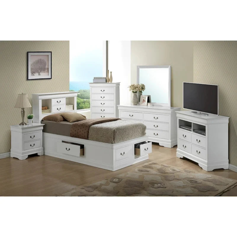 Twin Storage Platform Bed with 6 Drawers (Black / Cherry / Cappuccino / Grey / White) – Sleeps 1