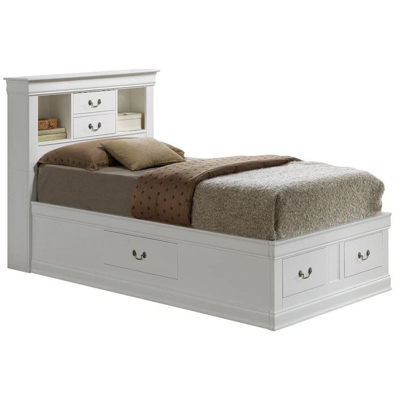 Twin Storage Platform Bed with 6 Drawers (Black / Cherry / Cappuccino / Grey / White) – Sleeps 1