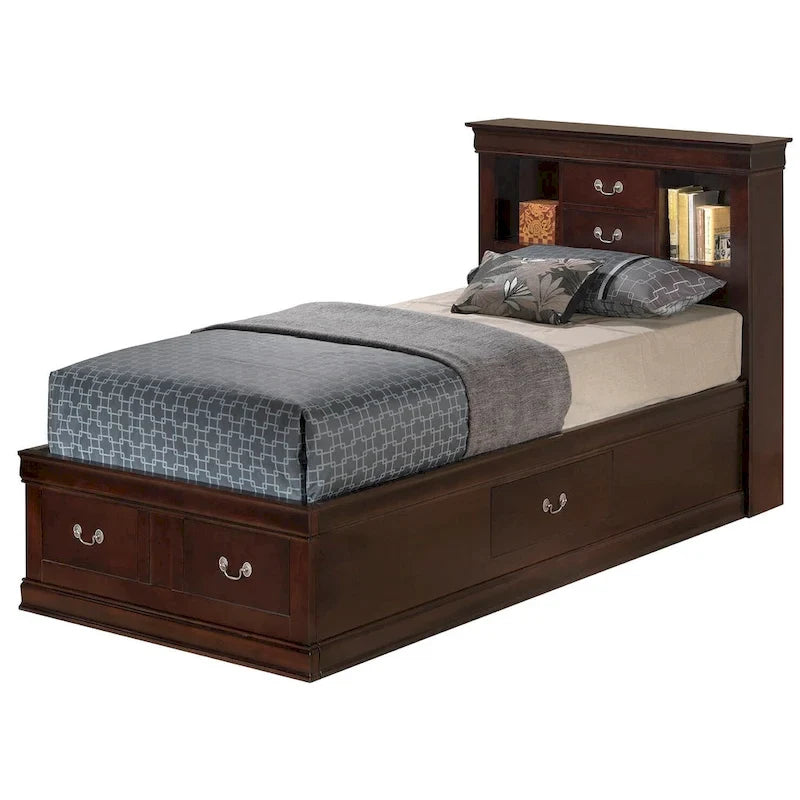 Twin Storage Platform Bed with 6 Drawers (Black / Cherry / Cappuccino / Grey / White) – Sleeps 1