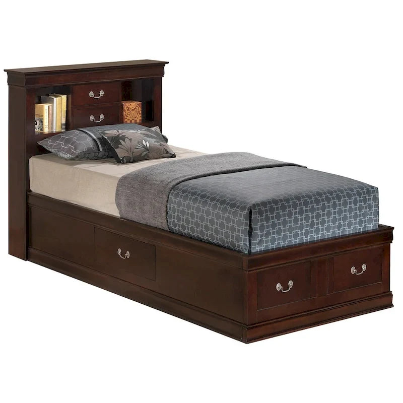 Twin Storage Platform Bed with 6 Drawers (Black / Cherry / Cappuccino / Grey / White) – Sleeps 1