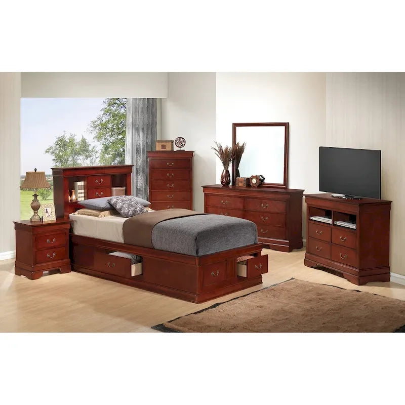 Twin Storage Platform Bed with 6 Drawers (Black / Cherry / Cappuccino / Grey / White) – Sleeps 1