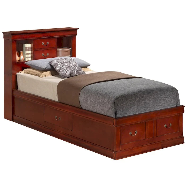 Twin Storage Platform Bed with 6 Drawers (Black / Cherry / Cappuccino / Grey / White) – Sleeps 1