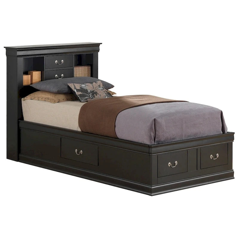 Twin Storage Platform Bed with 6 Drawers (Black / Cherry / Cappuccino / Grey / White) – Sleeps 1