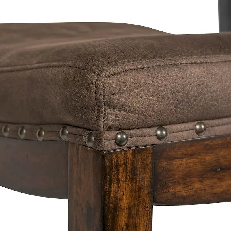 Russet Brown Upholstered Console Stool, Saddle Seat, Single