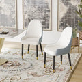 White & Gray Faux Leather Armless Dining Chair, Set of 2