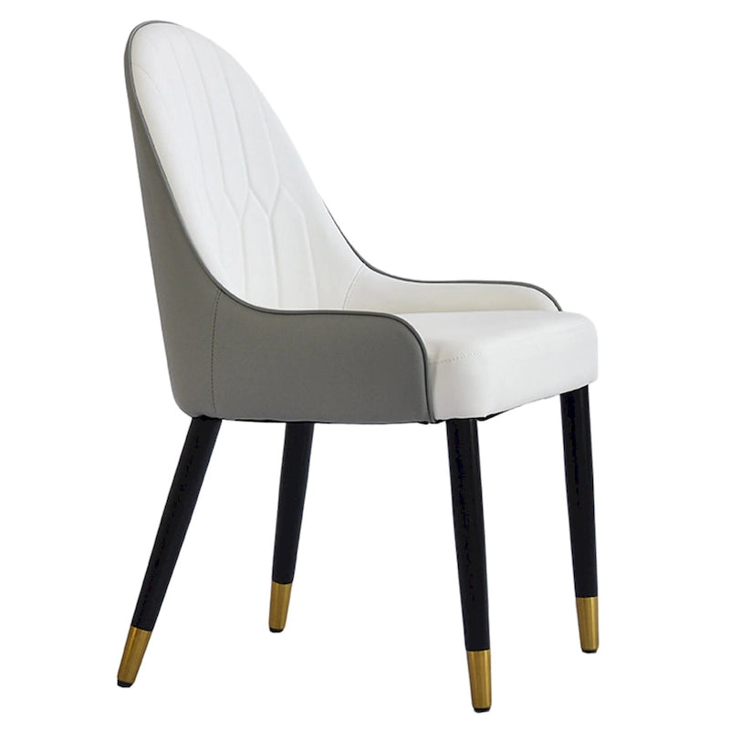 White & Gray Faux Leather Armless Dining Chair, Set of 2