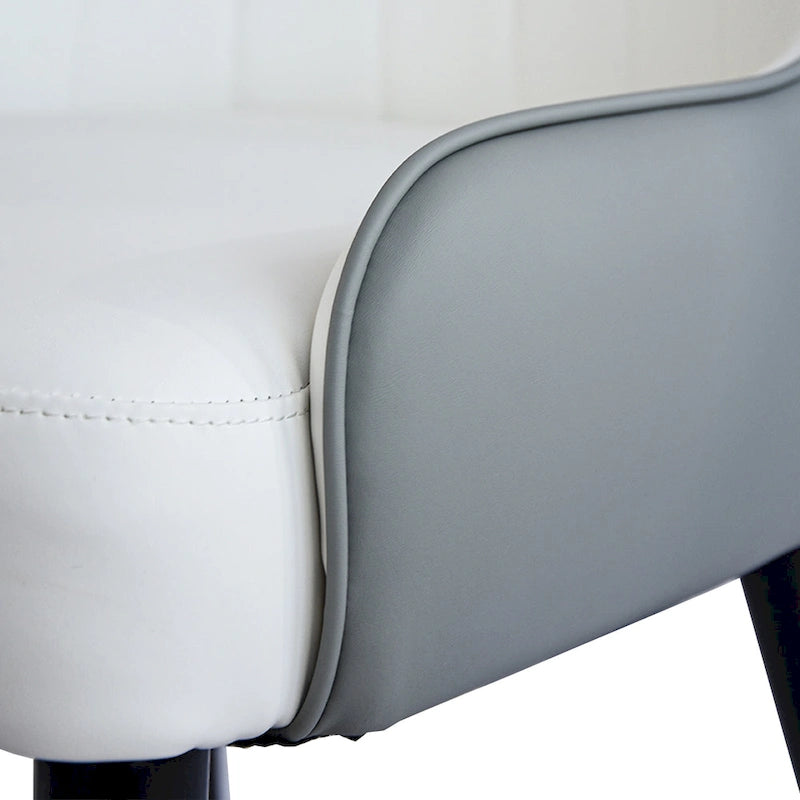 White & Gray Faux Leather Armless Dining Chair, Set of 2