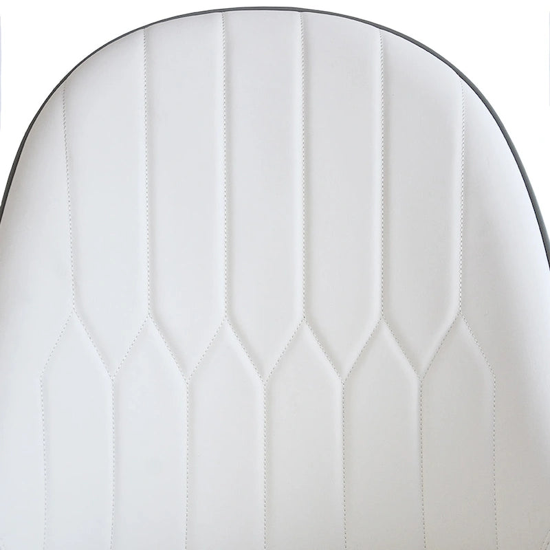 White & Gray Faux Leather Armless Dining Chair, Set of 2