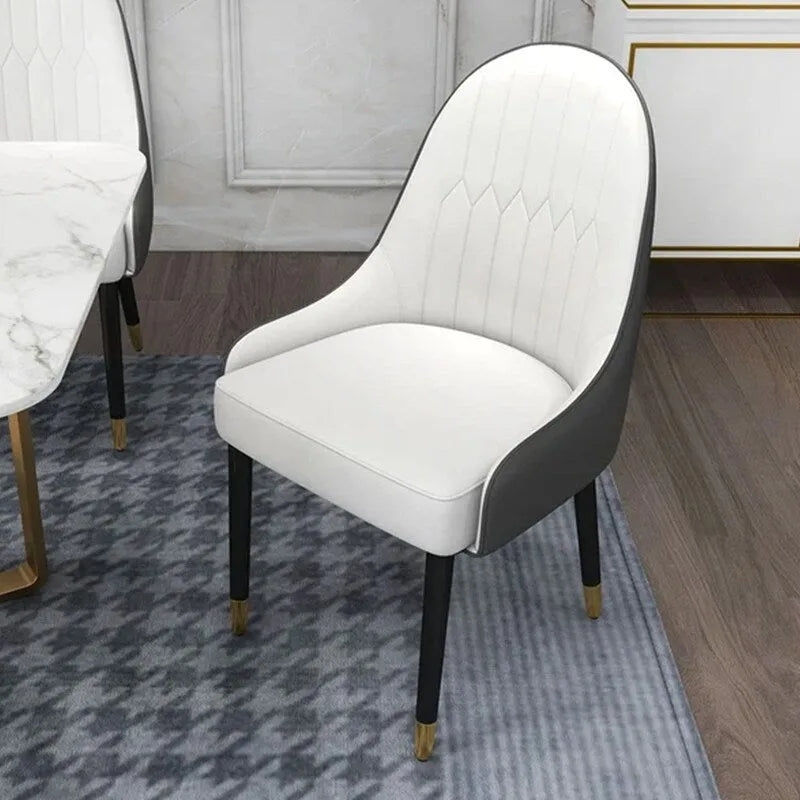White & Gray Faux Leather Armless Dining Chair, Set of 2