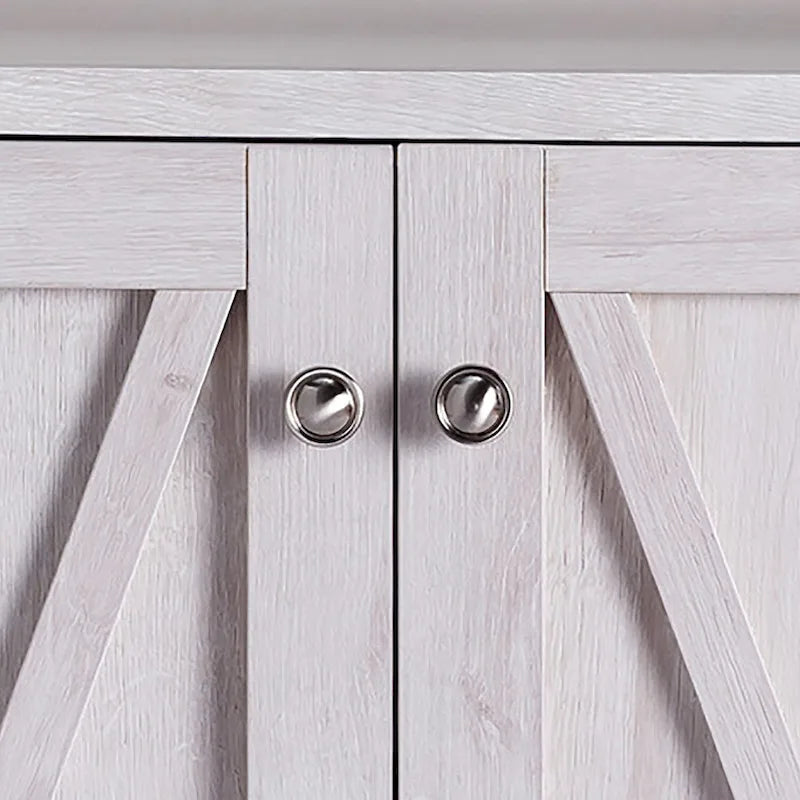 Rustic Microwave Cabinet with Open Shelves, Distressed Grey / White Oak